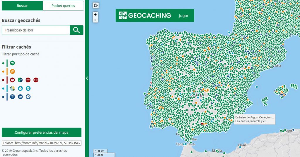 Mapa geocaching